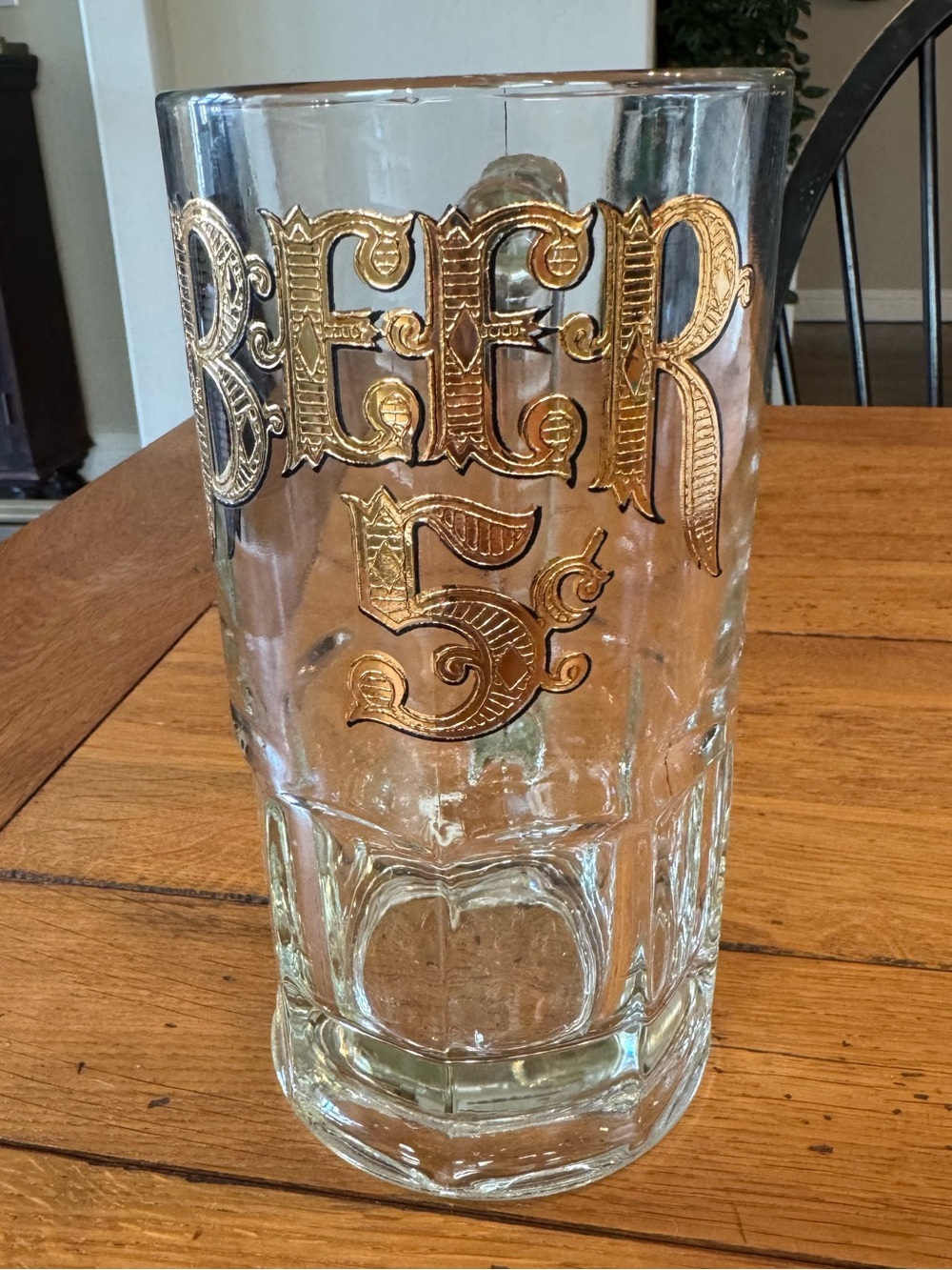 XL Vintage Culver Beer 5¢ Glass Mug with Gold Lettering